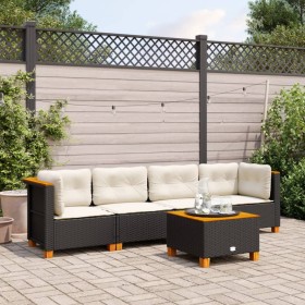 Gartenmöbel-Set, 5-teilig, mit schwarzen Polstern aus synthetischem Rattan von , Gartensets - Ref: Foro24-3261725, Preis: 377...