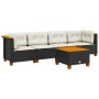 Set de muebles de jardín 5 pzas y cojines ratán sintético negro de , Conjuntos de jardín - Ref: Foro24-3261725, Precio: 380,7...