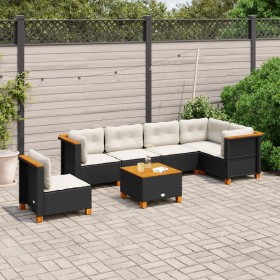 Set de sofás de jardín 7 pzas con cojines ratán sintético negro de , Conjuntos de jardín - Ref: Foro24-3261875, Precio: 534,1...