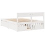 Bed frame with white pine wood cushions 140x190 cm by , Beds and slatted bases - Ref: Foro24-3282355, Price: 363,76 €, Discou...