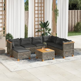 Set of garden sofas and cushions 8 pieces synthetic rattan gray by , Garden sets - Ref: Foro24-3261945, Price: 631,16 €, Disc...