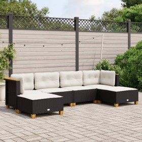 6-teiliges Gartensofa-Set und Kissen aus schwarzem Kunststoff-Rattan. von , Gartensets - Ref: Foro24-3261947, Preis: 437,56 €...