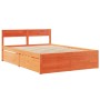 Bed frame with drawers made of brown pine wood 120x190 cm by , Beds and slatted bases - Ref: Foro24-3282362, Price: 326,55 €,...