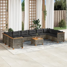 Garden sofa set 11 pieces and gray synthetic rattan cushions by , Garden sets - Ref: Foro24-3262029, Price: 918,39 €, Discoun...