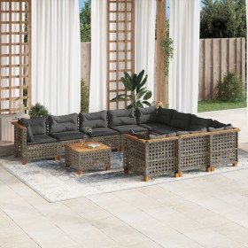 Gartensofa-Set, 11-teilig, mit grauen Kissen aus synthetischem Rattan. von , Gartensets - Ref: Foro24-3262041, Preis: 918,39 ...