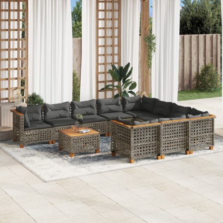 Garden sofa set 11 pieces and gray synthetic rattan cushions by , Garden sets - Ref: Foro24-3262041, Price: 917,58 €, Discoun...