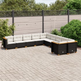 Garden sofa set 10 pieces with black synthetic rattan cushions by , Garden sets - Ref: Foro24-3262043, Price: 789,99 €, Disco...