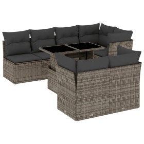 Set of garden sofas and cushions 8 pieces synthetic rattan gray by , Garden sets - Ref: Foro24-3266410, Price: 570,99 €, Disc...