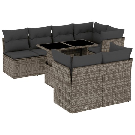 Set of garden sofas and cushions 8 pieces synthetic rattan gray by , Garden sets - Ref: Foro24-3266410, Price: 570,29 €, Disc...