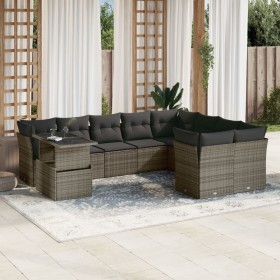 Gartensofa-Set, 10-teilig, mit grauen Polstern aus synthetischem Rattan von , Gartensets - Ref: Foro24-3266850, Preis: 699,54...