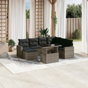 Set of garden sofas and cushions 8 pieces synthetic rattan gray by , Garden sets - Ref: Foro24-3267440, Price: 571,91 €, Disc...