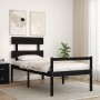 Single bed frame with black solid wood headboard by vidaXL, Beds and slatted bases - Ref: Foro24-3195320, Price: 117,16 €, Di...