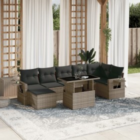 Set of garden sofas and cushions 8 pieces synthetic rattan gray by , Garden sets - Ref: Foro24-3268060, Price: 579,03 €, Disc...