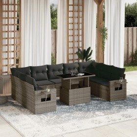 Gartensofa-Set, 10-teilig, mit grauen Polstern aus synthetischem Rattan von , Gartensets - Ref: Foro24-3268110, Preis: 714,66...