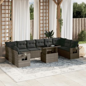 Garden sofa set 11 pieces and gray synthetic rattan cushions by , Garden sets - Ref: Foro24-3268150, Price: 747,99 €, Discoun...