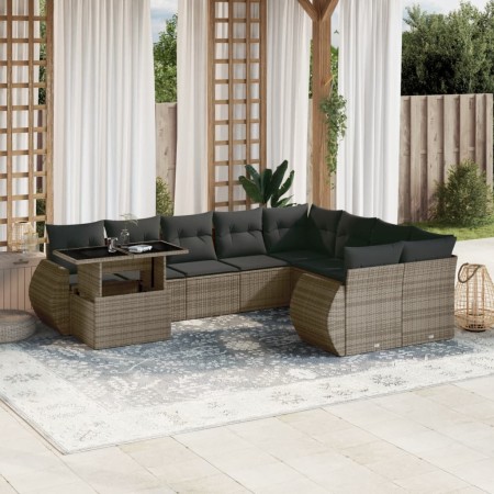 Garden sofa set 10 pieces with gray synthetic rattan cushions by , Garden sets - Ref: Foro24-3268770, Price: 716,25 €, Discou...