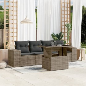 Garden sofa set with 5-piece synthetic rattan gray cushions by , Garden sets - Ref: Foro24-3268990, Price: 389,34 €, Discount: %