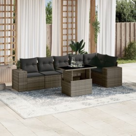 Gartensofa-Set, 7-teilig, mit grauen Polstern aus synthetischem Rattan von , Gartensets - Ref: Foro24-3269180, Preis: 545,86 ...