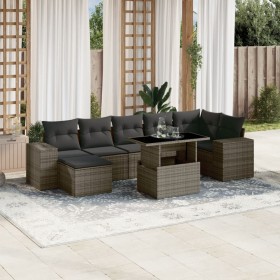 Set of garden sofas and cushions 8 pieces synthetic rattan gray by , Garden sets - Ref: Foro24-3269320, Price: 570,99 €, Disc...