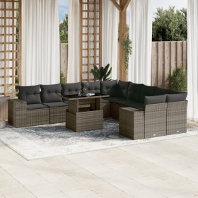 Garden sofa set 11 pieces and gray synthetic rattan cushions by , Garden sets - Ref: Foro24-3269430, Price: 780,72 €, Discoun...