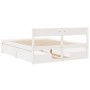 Bed frame with white pine wood drawers 160x200 cm by , Beds and slatted bases - Ref: Foro24-3282343, Price: 356,99 €, Discoun...