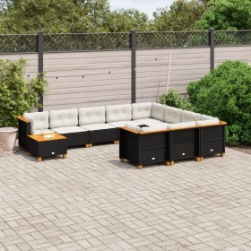 Gartensofagarnitur 11-teilig mit schwarzen Kissen aus synthetischem Rattan. von , Gartensets - Ref: Foro24-3262055, Preis: 83...