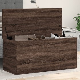 Wooden storage box, engineered oak, brown, 100x42x46 cm by , Storage trunks - Ref: Foro24-840666, Price: 104,91 €, Discount: %