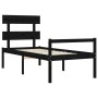 Single bed frame with black solid wood headboard by vidaXL, Beds and slatted bases - Ref: Foro24-3195320, Price: 117,16 €, Di...