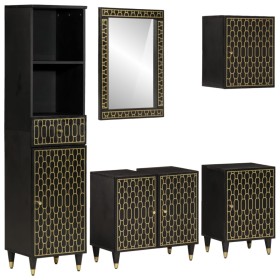 Set of 5-piece solid mango wood bathroom furniture by , Bathroom furniture - Ref: Foro24-3206328, Price: 422,33 €, Discount: %