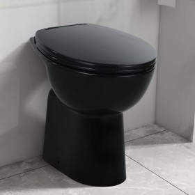 Inodoro sin bordes cierre suave 7 cm alto cerámica negro de vidaXL, Baños - Ref: Foro24-145780, Precio: 187,67 €, Descuento: %