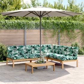 Garden pallet sofa set with 4 acacia wood cushions. by , Outdoor sofas - Ref: Foro24-3209336, Price: 560,99 €, Discount: %