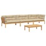 Garden pallet sofa set with 4 acacia wood cushions. by , Outdoor sofas - Ref: Foro24-3209369, Price: 639,15 €, Discount: %