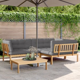 Garden pallet sofa set with 4 acacia wood cushions. by , Outdoor sofas - Ref: Foro24-3209362, Price: 666,54 €, Discount: %