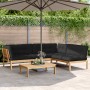 Garden pallet sofa set with 4 acacia wood cushions. by , Outdoor sofas - Ref: Foro24-3209376, Price: 624,44 €, Discount: %