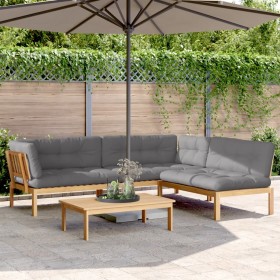 Garden pallet sofa set with 4 acacia wood cushions. by , Outdoor sofas - Ref: Foro24-3209374, Price: 616,85 €, Discount: %