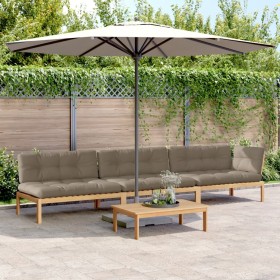 Garden pallet sofa set with 4 acacia wood cushions. by , Outdoor sofas - Ref: Foro24-3209329, Price: 625,99 €, Discount: %