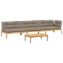 Garden pallet sofa set with 4 acacia wood cushions. by , Outdoor sofas - Ref: Foro24-3209329, Price: 625,40 €, Discount: %