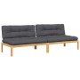 Central pallet garden sofas and 2 acacia wood cushions by , Outdoor sofas - Ref: Foro24-3209355, Price: 352,96 €, Discount: %