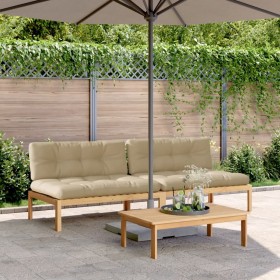 Mittlere Palettensofas für den Garten und 2 Stück Akazienholzkissen. von , Outdoor-Sofas - Ref: Foro24-3209357, Preis: 346,99...