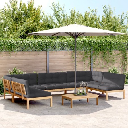 Set of garden pallet sofas and cushions 6 pieces acacia wood by , Outdoor sofas - Ref: Foro24-3209397, Price: 1,00 €, Discoun...