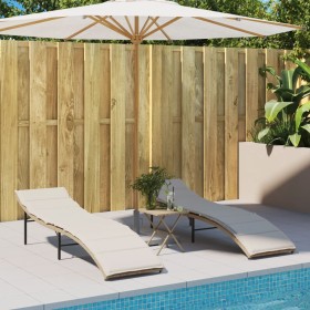 Sun loungers with cushions 2 units synthetic rattan beige by , Loungers - Ref: Foro24-3277304, Price: 241,99 €, Discount: %