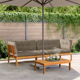 Corner pallet sofas for garden with 2 acacia wood cushions. by , Outdoor sofas - Ref: Foro24-3209479, Price: 408,99 €, Discou...