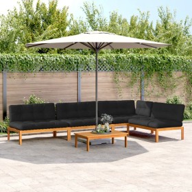 Set of garden pallet sofas and cushions 5 pieces acacia wood by , Outdoor sofas - Ref: Foro24-3209466, Price: 794,99 €, Disco...