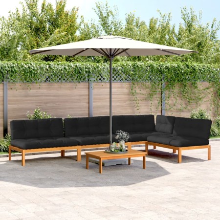 Set of garden pallet sofas and cushions 5 pieces acacia wood by , Outdoor sofas - Ref: Foro24-3209466, Price: 794,33 €, Disco...