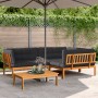 Garden pallet sofa set with 4 acacia wood cushions. by , Outdoor sofas - Ref: Foro24-3209487, Price: 699,54 €, Discount: %