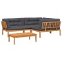 Garden pallet sofa set with 4 acacia wood cushions. by , Outdoor sofas - Ref: Foro24-3209487, Price: 699,54 €, Discount: %