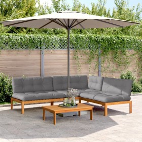 Garden pallet sofa set with 4 acacia wood cushions. by , Outdoor sofas - Ref: Foro24-3209458, Price: 581,99 €, Discount: %