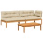 Garden pallet sofa set with 3-piece acacia wood cushions. by , Outdoor sofas - Ref: Foro24-3209447, Price: 446,87 €, Discount: %