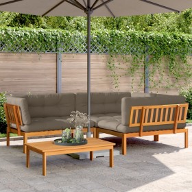 Garden pallet sofa set with 4 acacia wood cushions. by , Outdoor sofas - Ref: Foro24-3209491, Price: 670,99 €, Discount: %