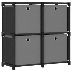 Estantería de 4 cubos con cajas de tela negro 69x30x72,5 cm de vidaXL, Librerías y estanterías - Ref: Foro24-322599, Precio: ...